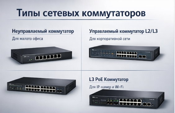 Виды коммутаторов для сетевой инфраструктур офиса | КОРПLAB