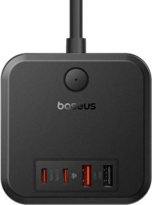 Удлинитель Baseus E00066400117-00 PowerCombo Cube Power Strip 3AC+2U+2C 30W 1.5m EU Cluster Black (BPS30-3E)