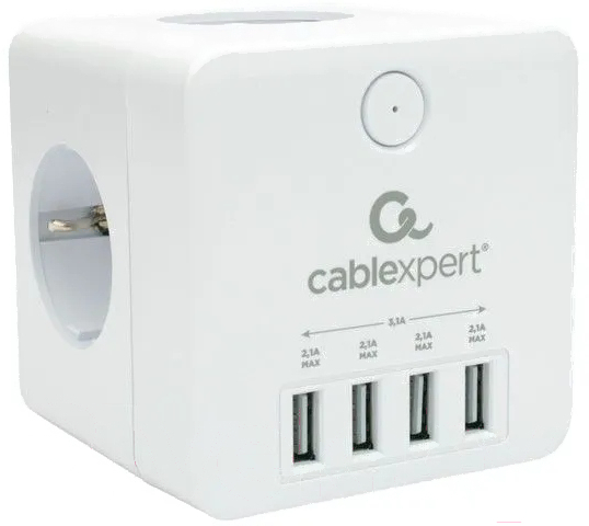 Сетевой фильтр Cablexpert CUBE-4-U4-W белый