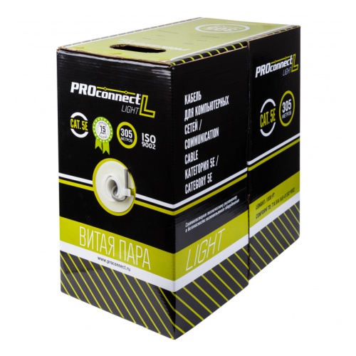 Кабель витая пара Proconnect UTP 4PR 24AWG CAT5e 305м CCA LIGHT 01-0043-2