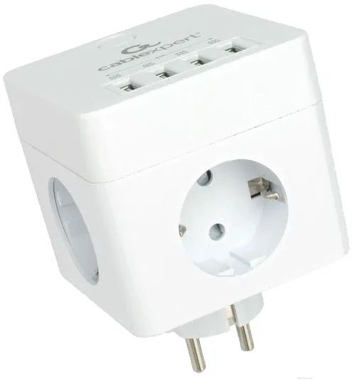Сетевой фильтр Cablexpert CUBE-4-U4-W белый