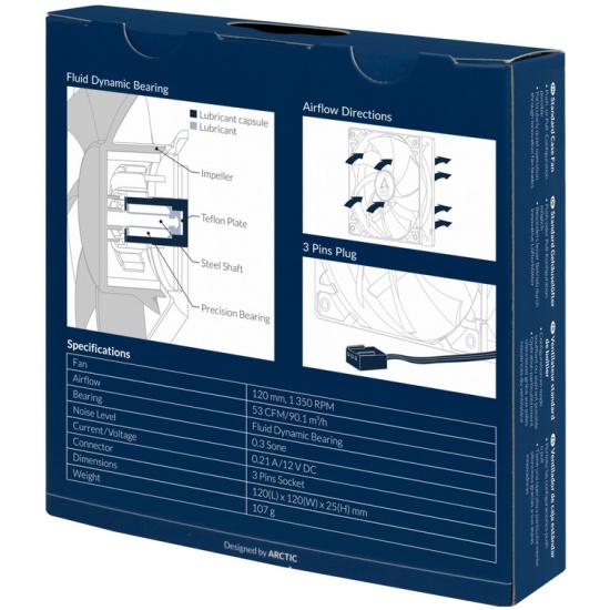 Вентилятор для корпуса Arctic F12 Black (ACFAN00201A)
