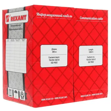 Кабель витая пара Rexant FTP 4PR 24AWG CAT5e 305м 01-0143