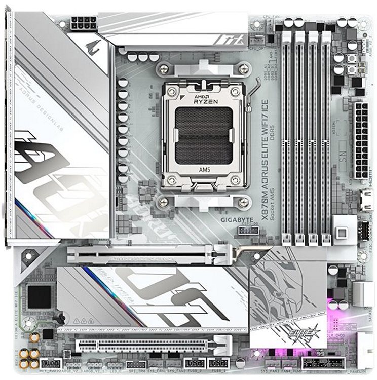 Материнская плата GigaByte X870M Aorus Elite WIFI7 Ice rev. 1.0