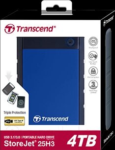 Внешний накопитель Transcend 4Tb синий (TS4TSJ25H3B)