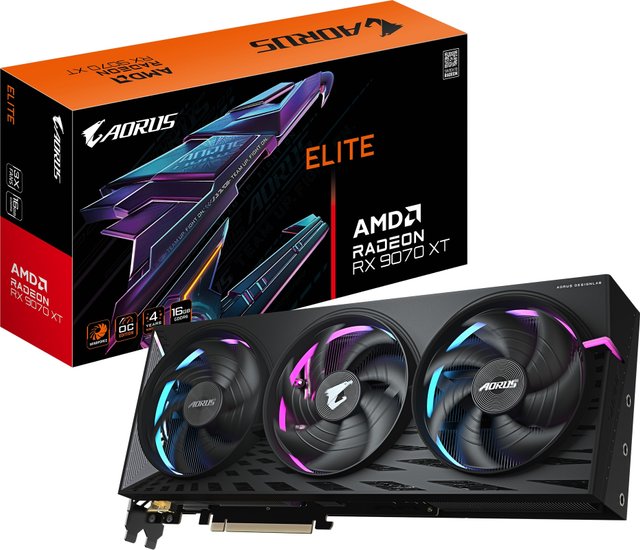 Видеокарта Gigabyte Aorus Radeon RX 9070XT Elite 16Gb GDDR6 (GV-R9070XT Aorus E-16GD)
