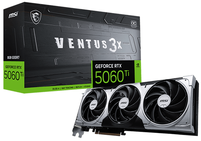 Видеокарта MSI GeForce RTX 5060 Ti Ventus 3X OC 8GB GDDR7