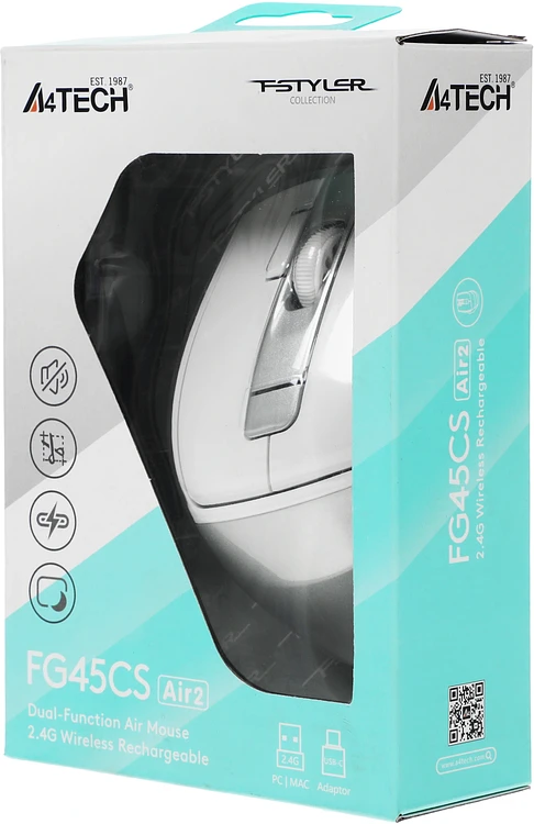 Мышь A4Tech Fstyler FG45CS Air 2 Silver White