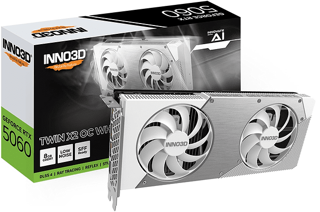 Видеокарта Inno3D RTX 5060 Twin X2 OC White 8Gb D7 (N50602-08D7X-195070W)