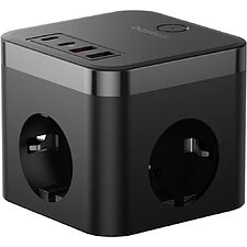 Удлинитель Baseus E00066400117-00 PowerCombo Cube Power Strip 3AC+2U+2C 30W 1.5m EU Cluster Black (BPS30-3E)
