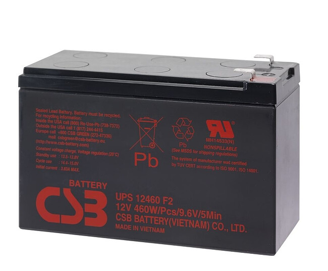 Аккумулятор для ИБП CSB 12В 9Ач (UPS12460 F2)
