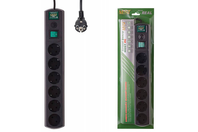 Сетевой фильтр Most RG 5м 6 розеток черный