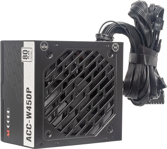 Блок питания Accord ATX ACC-W450P 80 Plus White 450W Black