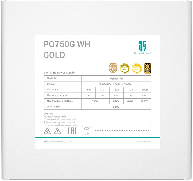 Блок питания DeepCool PQ750G WH ATX 750W (R-PQ750G-FD0W-WGEU-V1)