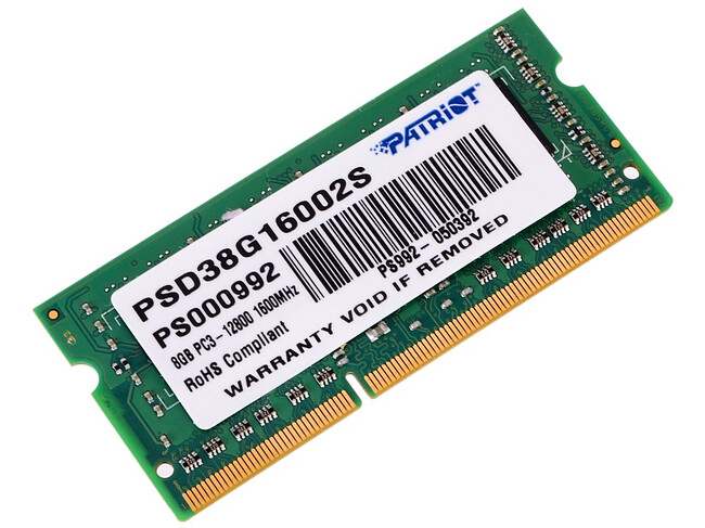 Оперативная память Patriot DDR3-1600 8GB PC-12800 SODIMM (PSD38G16002S)