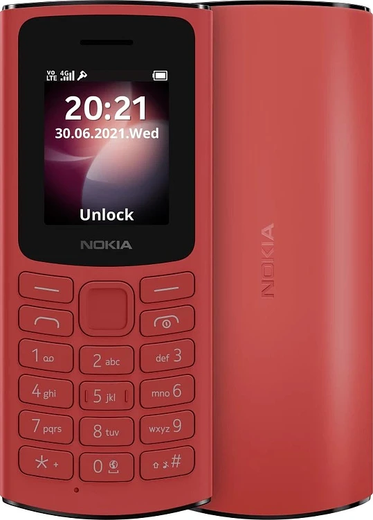 Мобильный телефон Nokia 106 DS TA-1564 красный (1GF019BPB1C02)