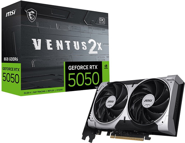 Видеокарта MSI GeForce RTX 5050 Ventus 2X OC 8GB GDDR6