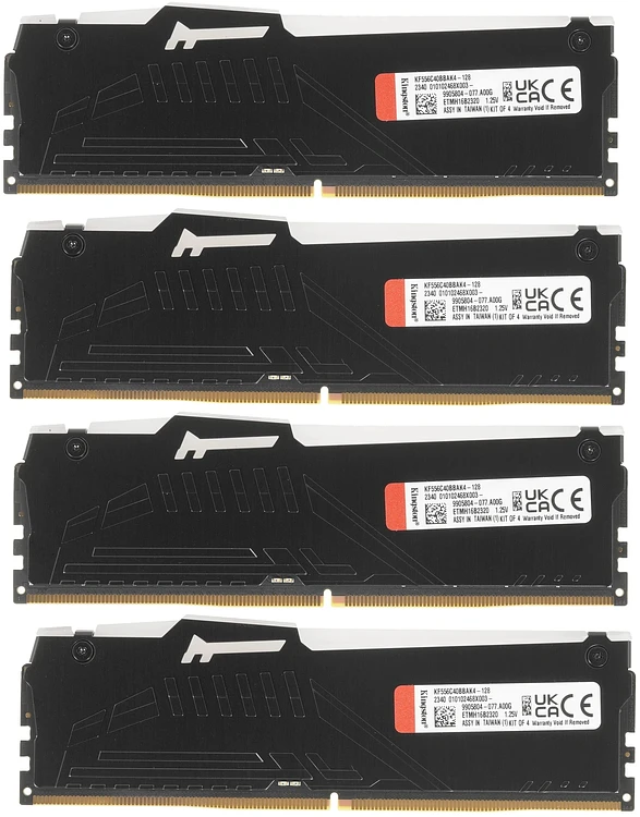 Оперативная память Kingston Fury Beast Black RGB DDR5 4x32GB (KF556C40BBAK4-128)