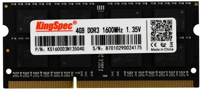 Оперативная память Kingspec 4GB DDR3 SODIMM PC3-12800 (KS1600D3N13504G)