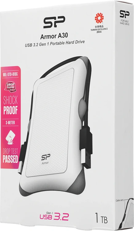 Внешний накопитель Silicon-Power 1Tb Armor белый (SP010TBPHDA30S3W A30)