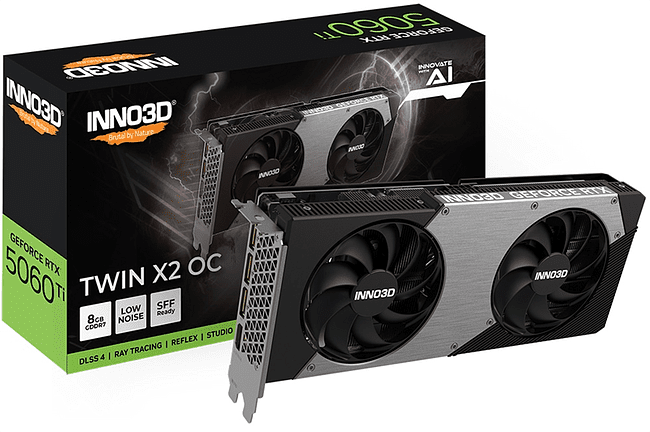 Видеокарта Inno3D RTX 5060 Ti Twin X2 OC 8Gb D7 (N506T2-08D7X-193075N)