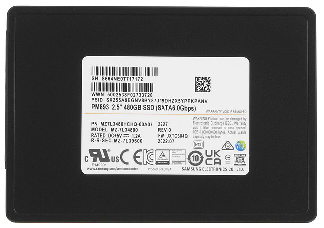 SSD диск Samsung PM893 480GB (MZ7L3480HCHQ-00A07)