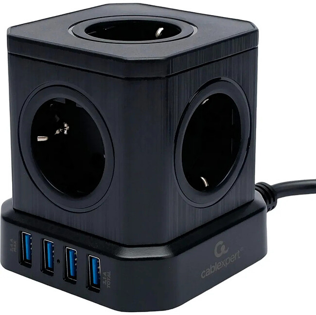 Сетевой фильтр Cablexpert Tower TWR-5-U4-B-3 черный Сетевой фильтр Cablexpert Tower TWR-5-U4-B-3 черный