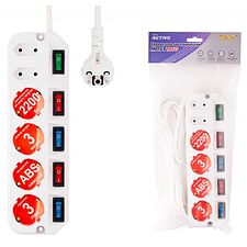 Сетевой фильтр Most A10 1.6м 6 розеток пакет ПЭ белый