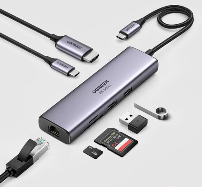 USB-хаб Ugreen CM512-60515 Space Gray (60515)