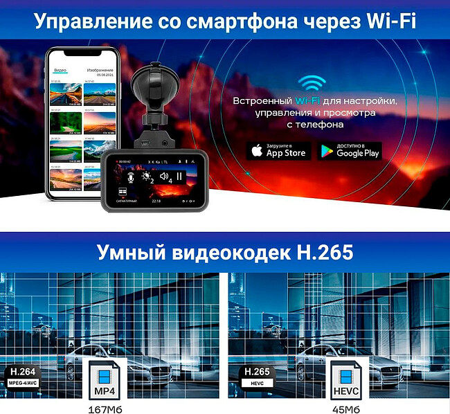 Автомобильный видеорегистратор TrendVision Hybrid Signature Real 4K 2CH черный