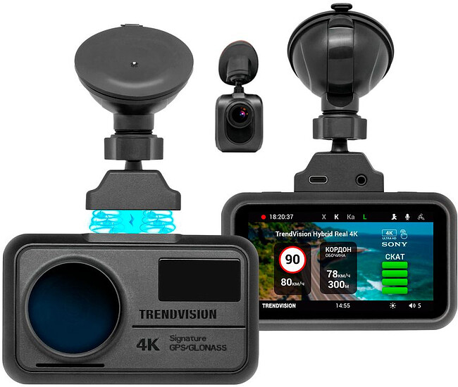 Автомобильный видеорегистратор TrendVision Hybrid Signature Real 4K 2CH черный