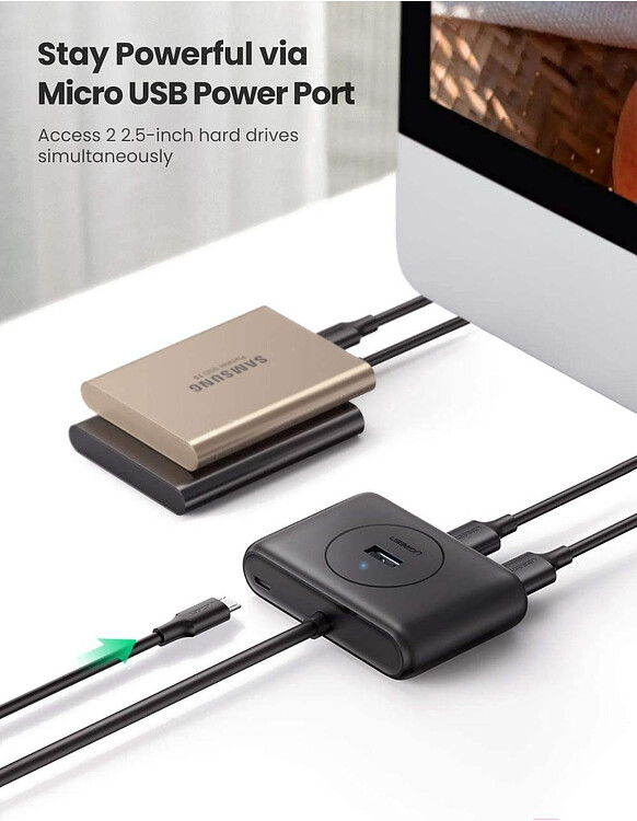 USB-хаб Ugreen CR113-20290 Black (20290)