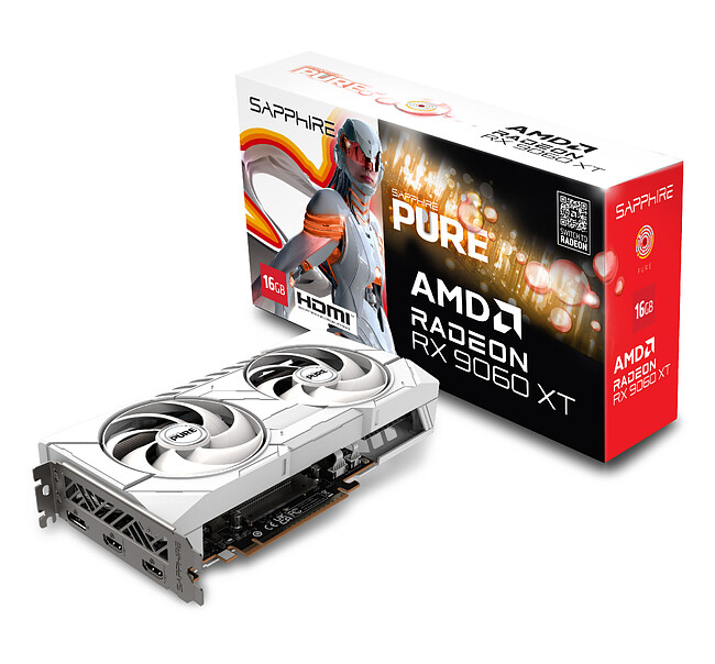 Видеокарта Sapphire Pure AMD Radeon RX 9060 XT Gaming OC 16GB GDDR6 (11350-02-20G)