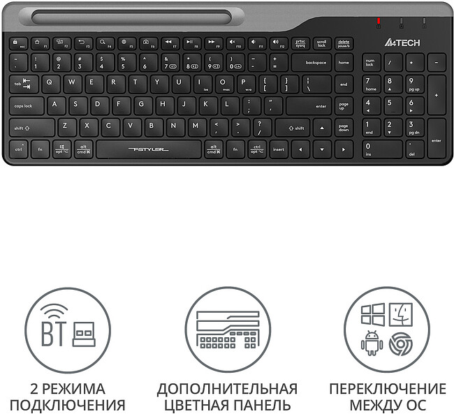 Клавиатура A4Tech Fstyler черный/серый (FBK25)