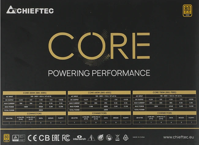 Блок питания Chieftec Core 500W ATX (BBS-500S)