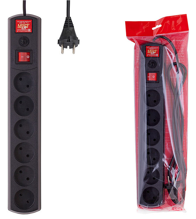 Сетевой фильтр Most LR 3м 6 розеток черный