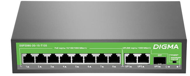 Коммутатор Digma DSP208G-2G-1S-T120