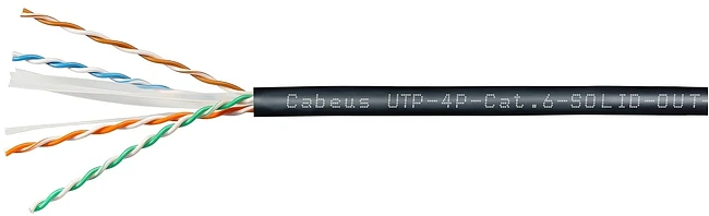 Кабель витая пара Cabeus UTP-4P-Cat.6-SOLID-OUT-LSZH-UV черный