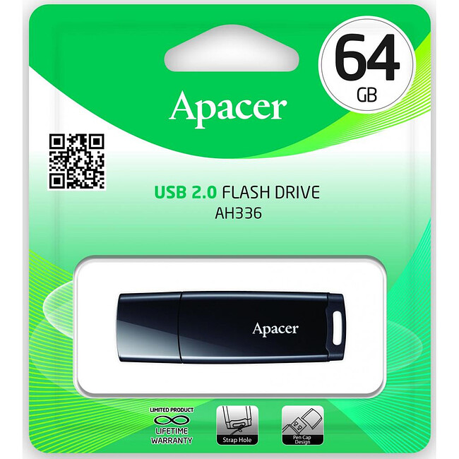 USB Flash-накопитель Apacer AH336 64GB черный (AP64GAH336B-1)