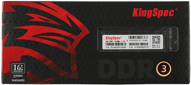 Оперативная память Kingspec 4Gb DDR3 (KS1600D3P15008G)