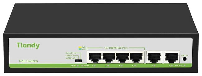 Коммутатор Tiandy TC-P3S06 F/0420/AT/55/V2.0 Коммутатор Tiandy TC-P3S06 F/0420/AT/55/V2.0