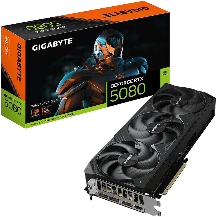Видеокарта GigaByte GeForce RTX 5080 Windforce OC SFF 16G GDDR7 (GV-N5080WF3OC-16GD)