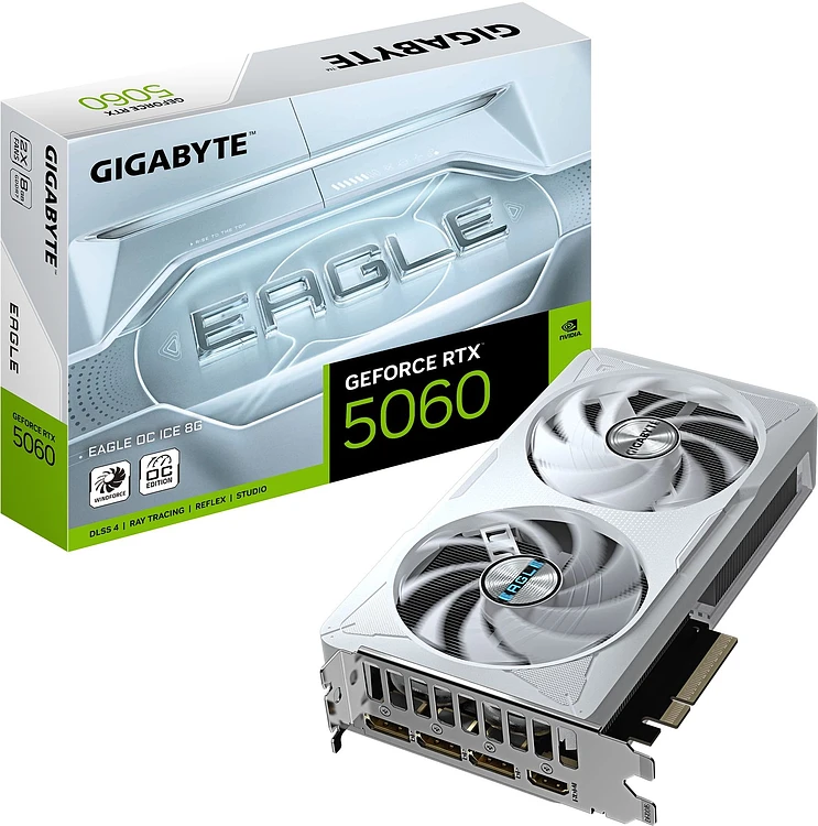 Видеокарта GigaByte GeForce RTX 5060 Eagle OC Ice 8G GDDR7 (GV-N5060EAGLEOC ICE-8GD)