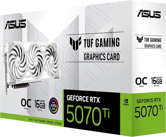 Видеокарта ASUS TUF Gaming GeForce RTX 5070 Ti OC 16GB GDDR7 White TUF-RTX5070TI-O16G-WHITE-GAMING (90YV0MD3-M0NA00)