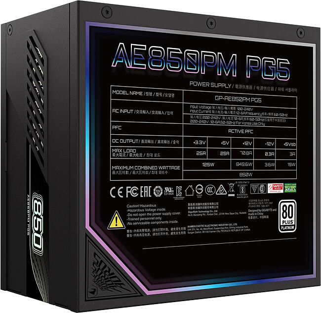 Блок питания Gigabyte GP-AE850PM PG5 ATX 850W (28200-AE85P-1CEUR)