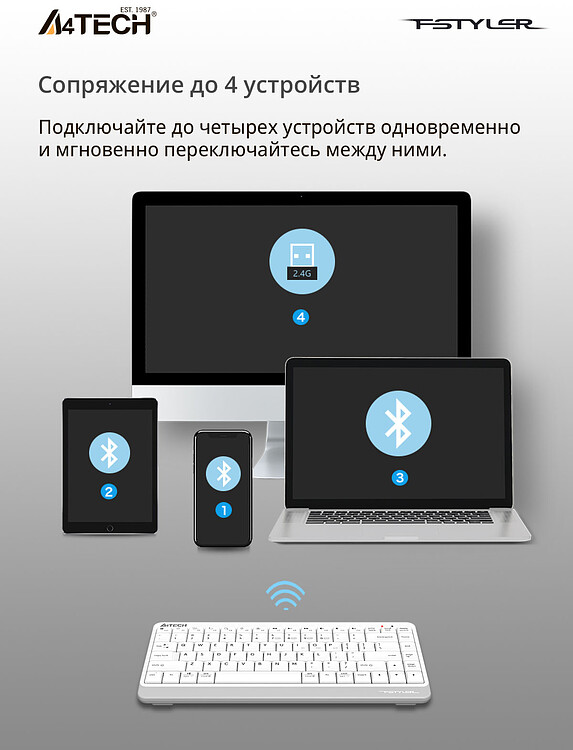 Клавиатура A4Tech Fstyler белый (FBK11)