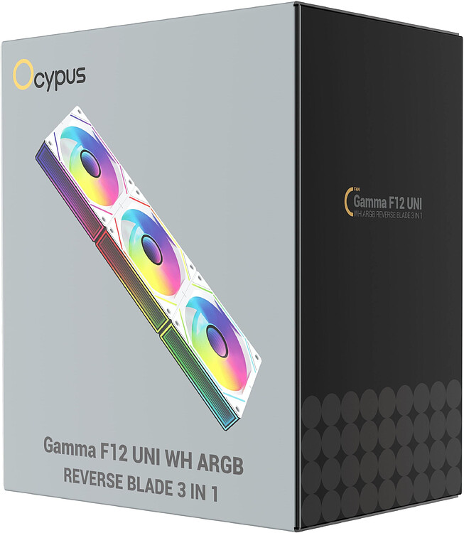 Комплект вентиляторов для корпуса Ocypus Gamma F12 UNI WH ARGB REVERSE BLADE 3 IN 1 (Gamma-F12-WH3AM01U-GL)