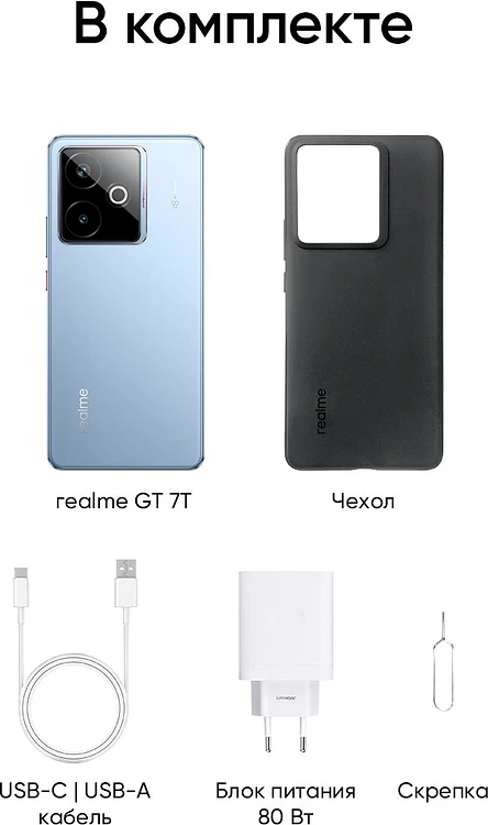 Смартфон Realme GT 7T 12/256GB RMX5085 синий ледник