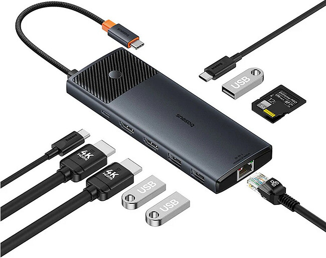 USB-хаб Baseus Metal Gleam BS-OH083 Cosmic Black (B00061800123-00)