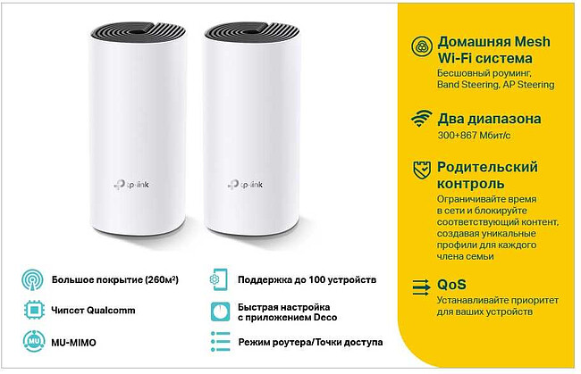 Wi-Fi роутер TP-Link Deco E4 (2 шт.)